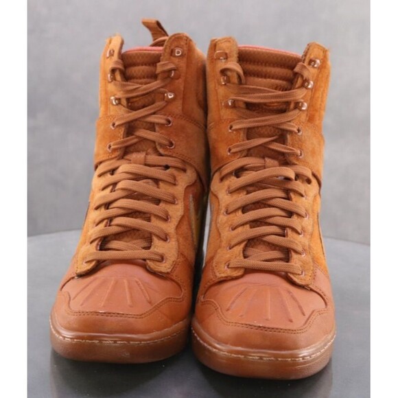 Nike Dunk Sky Women's Hidden Wedge Sneakers Boots Size 8.5 Suede Tan 584954-200 - Picture 3 of 12